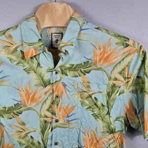 Jamaica Jaxx Shirt Men XL 100% Silk Hawaiian Tropical Floral Multicolor Textured